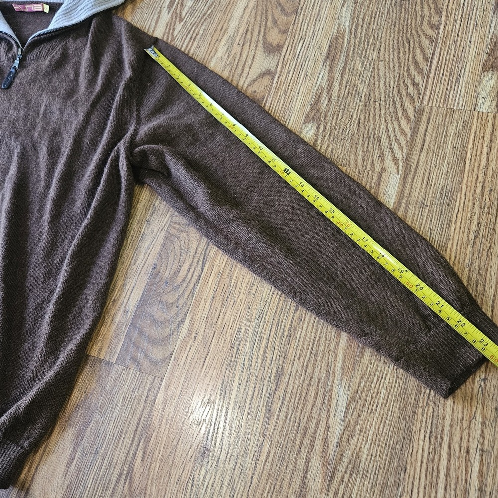 Kuna Baby Alpaca 1/4 Zip Sweater Men XXL Brown Stretch Soft Preppy Minimalist - Picture 4 of 8